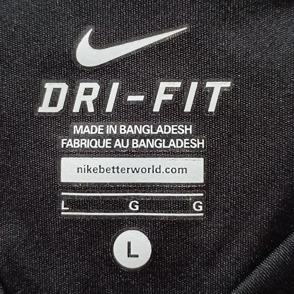 Nike Dri Fit Black with Large Yellow Swoosh Sleeveless T-shirt Size L